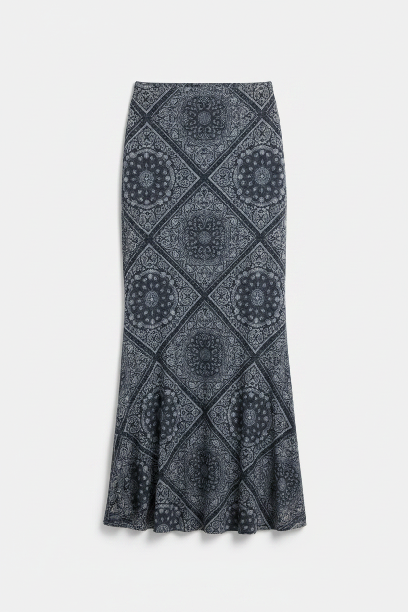 Bandana Print Bodycon Maxi Skirt with Crop Top
